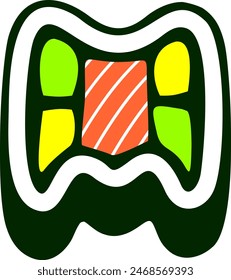 Japanese Meal Sushi Letter Alphabet Vector Element