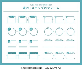 Japanese means "a set of flow and step frames.
It is a line frame with a simple, flat design of squares, circles, arrows and speech bubbles.