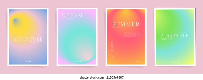 Japanese means    Aesthetic design  Summer gradient blurred posters design for background  placards  banners  book   notebook covers  Duotone vector asian modern art 
