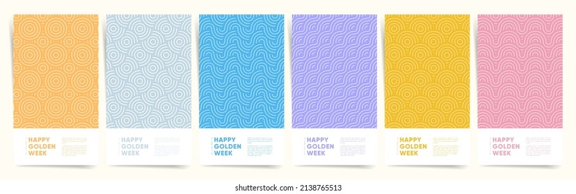 Japanese means - Golden week. japan vertical screen template set for social media stories, brochure or poster, asian background. Golden week holiday promo layout with geometric patterns, ornaments.