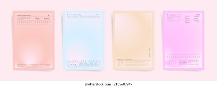Japanese means - Typography and gradient. Plain spring gradient blurred poster cover template design set for placard, event banner or business brochure. Blurred pale gradient elegant fashion post. 