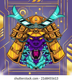 
Japanese mecha samurai head, perfect for design of t-shirts, stickers, merchandise, etc.