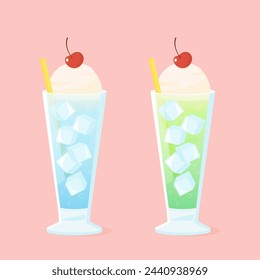 melón japonés crema soda, ilustración vectorial