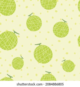 Japanese melon vector seamless repeat pattern.