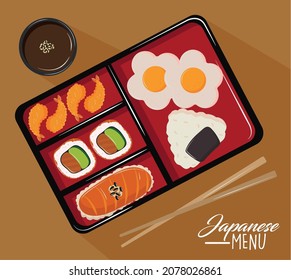 japanese menu in bento box card