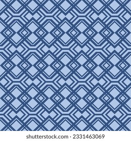 Japanese Mesh Line Square Diamond Vector Seamless Pattern