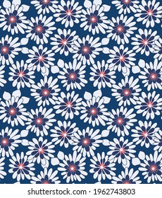 Japanese MIdnight Bloom Vector Seamless Pattern