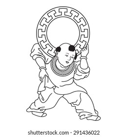Japanese miniature with round frame