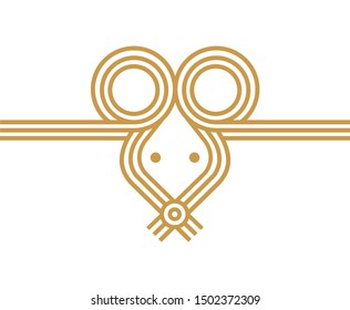 Japanese mizuhiki (traditional  decorative cord made from twisted paper) illustration for new year greeting card (2020) / mouse,rat 