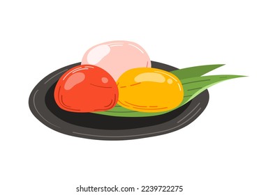 Japanese mochi rice dessert. Vector illustration isolated on white background

