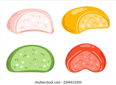 Japanese mochi rice dessert. Vector illustration isolated on white background	