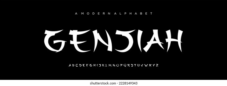 Japanese modern alphabet font, japan asian fonts style latin design