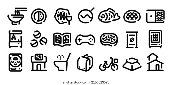  Japanese Modern Culture Icon Set (Soft Bold Line Version)