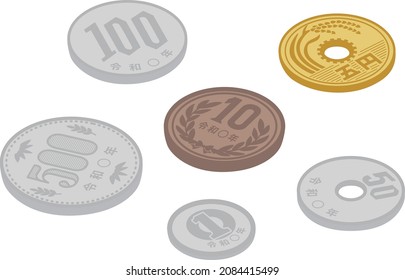 Japanese money (coins)

In Japanese, it is written as "Reiwa 0 years" and "5 yen".
