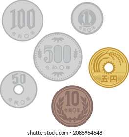 Japanese money (coins)

In Japanese, it is written as "Reiwa 0 years" and "5 yen".