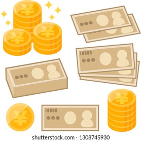 Japanese money icon set