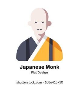 Japanese Monk Flat Illustration