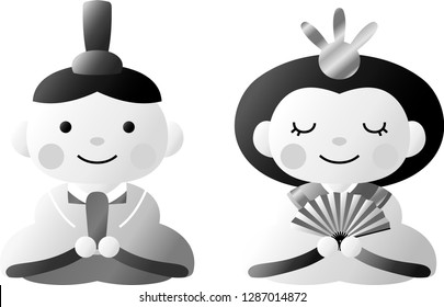Japanese Monochrome Gradation Hina dolls