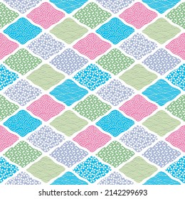 Japanese Motif Diamond Net Vector Seamless Pattern