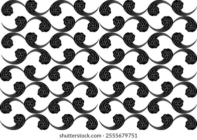 Japanese motifs in traditional geometric style Ornaments for decoration, abstract, black, red and gold