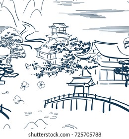 japanese motive symbols vector sketch pattern