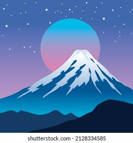 Japanese Mount Fuji in the Night
