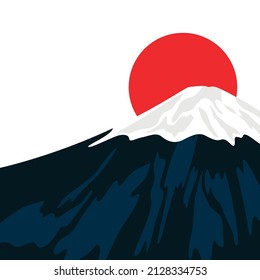 Japanese Mount Fuji and Red Sun