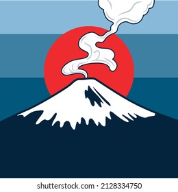 Japanese Mount Fuji and Smoke
