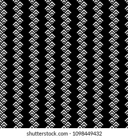 Japanese mountains. Repeated chevrons, diamonds, angle brackets, curves pattern background. Squama ornament. Scales image. Ancient mosaic motif backdrop. Digital paper, textile print. Seamless vector.