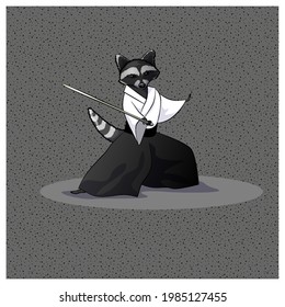 Japanese mythology. Tanuki. Vector illustration
