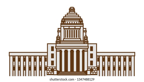 Japanese National Diet Building, Line Art