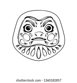 Japanese native mask in line art.