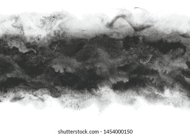Japanese natural black ink watercolor abstract or grunge vintage hand paint background, vector illustration