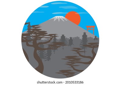 vector de paisaje natural japonés en estilo plano