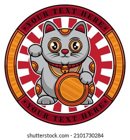 japanese neko cat logo, vector EPS 10