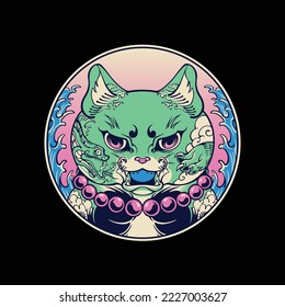 japanese neko character vector art 