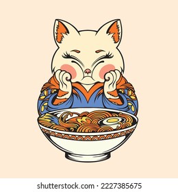 japanese neko character vector art 