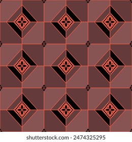 Japanese Net Diamond Checkered Vector Seamless Pattern