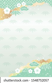 Japanese New Year’s card vector template decorated with traditional patterns.