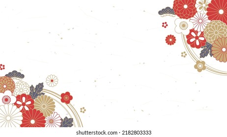
Japanese New Year background design. plum, chrysanthemum and pine. - Shutterstock ID 2182803333