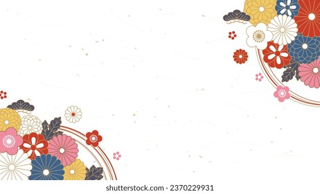 Japanese New Year background design. plum, chrysanthemum and pine.