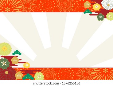 Japanese New Year background   and flowers