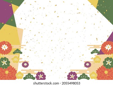 Japanese new year background  geometric pattern and flowers