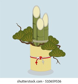 Japanese New Year decorated bamboo pine tree Kadomatsu