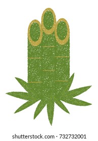Japanese new year decoration illustration. kadomatsu (new year decoration made of bamboo) . Stump style.