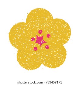 Japanese new year decoration illustration. cherry blossom / plum flower. Stump style.