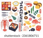 Japanese New Year dishes vector illustration collection.