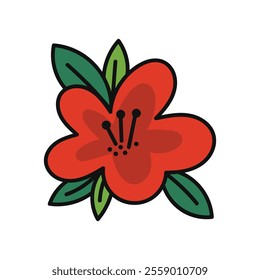 Japanese New Year Doodle Illustration - Flower