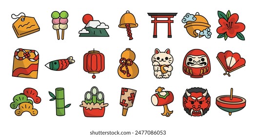 Japanese New Year Doodle Set