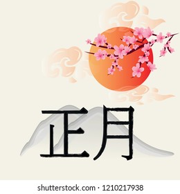 Japanese New Year Greeting Card. Translation: New Year.
